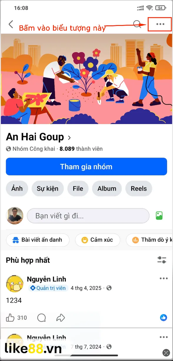 Lấy link Group Facebook trên điện thoại bước 1
