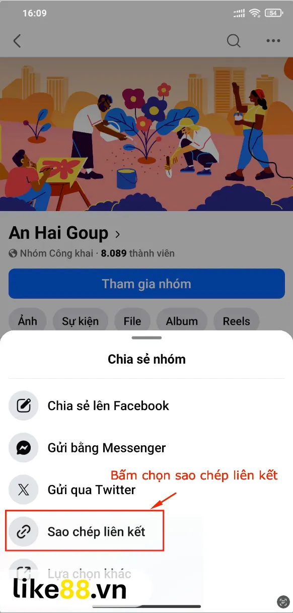 Lấy link Group Facebook trên điện thoại bước 3