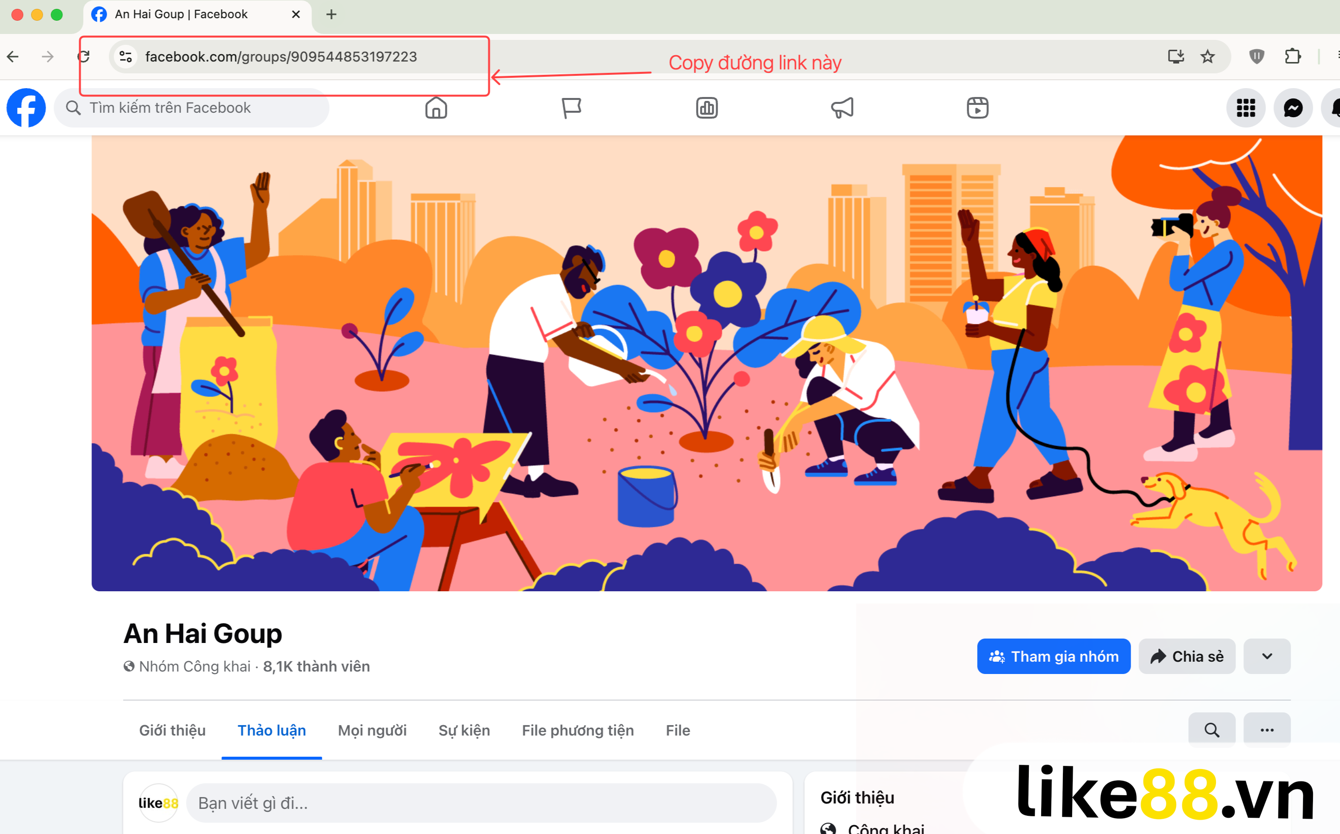 Hướng dẫn lấy link Group Facebook