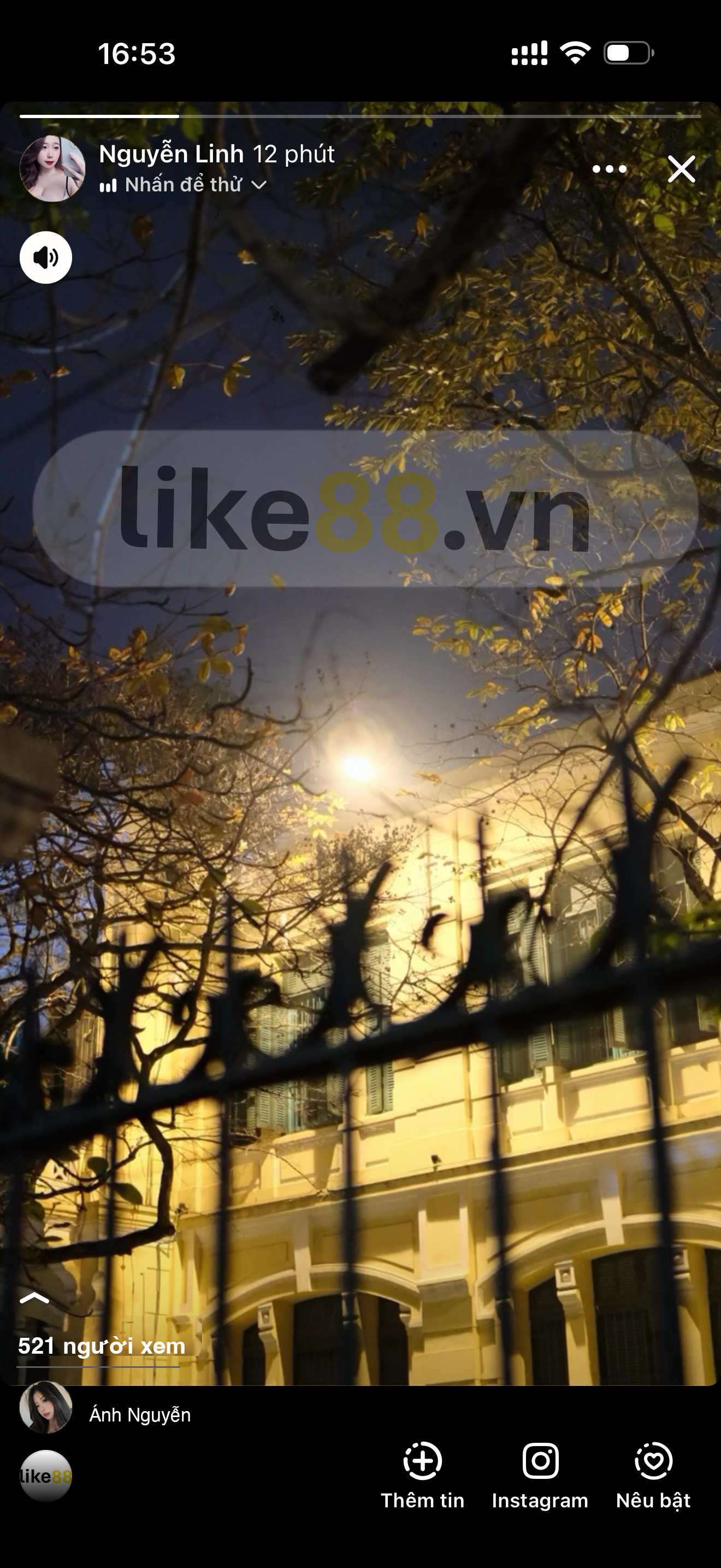 Minh họa dịch vụ tăng view Story Facebook tại Like88