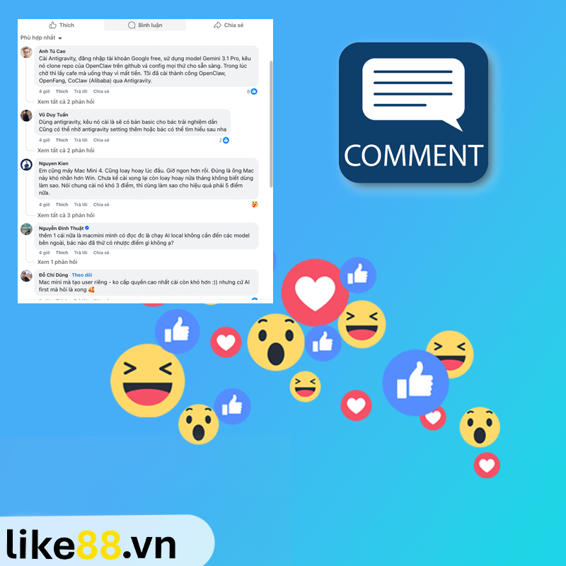 Dịch vụ tăng comment Facebook tại Like88