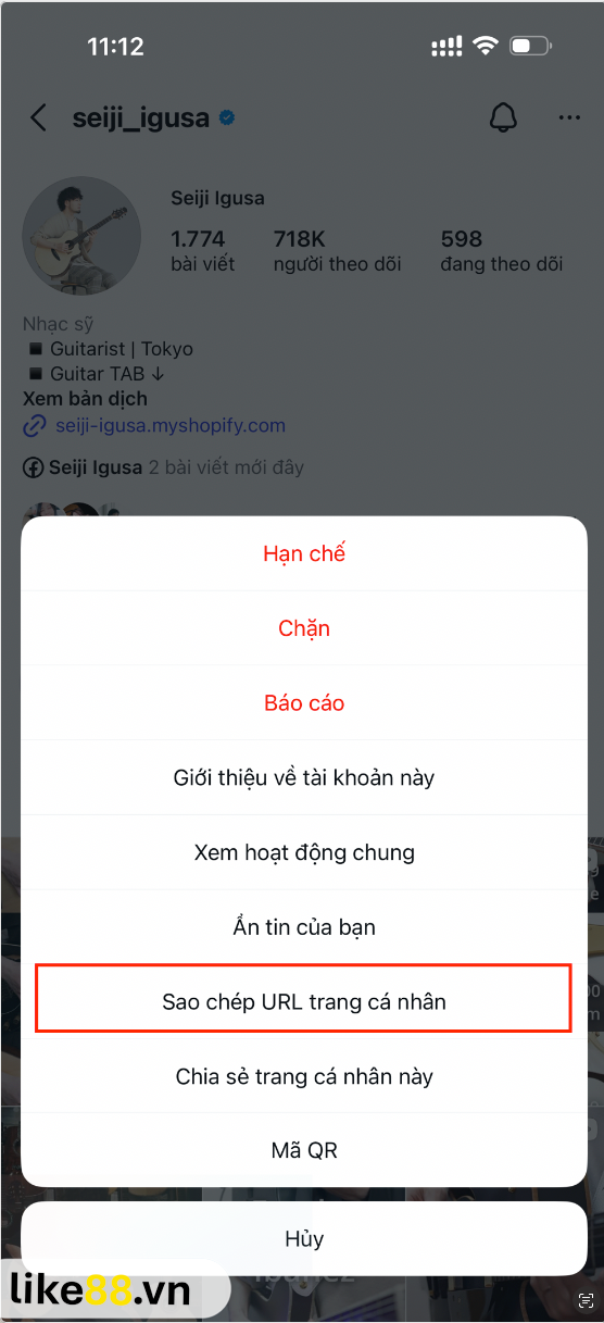Hướng dẫn lấy link profile Instagram trên điện thoại 2