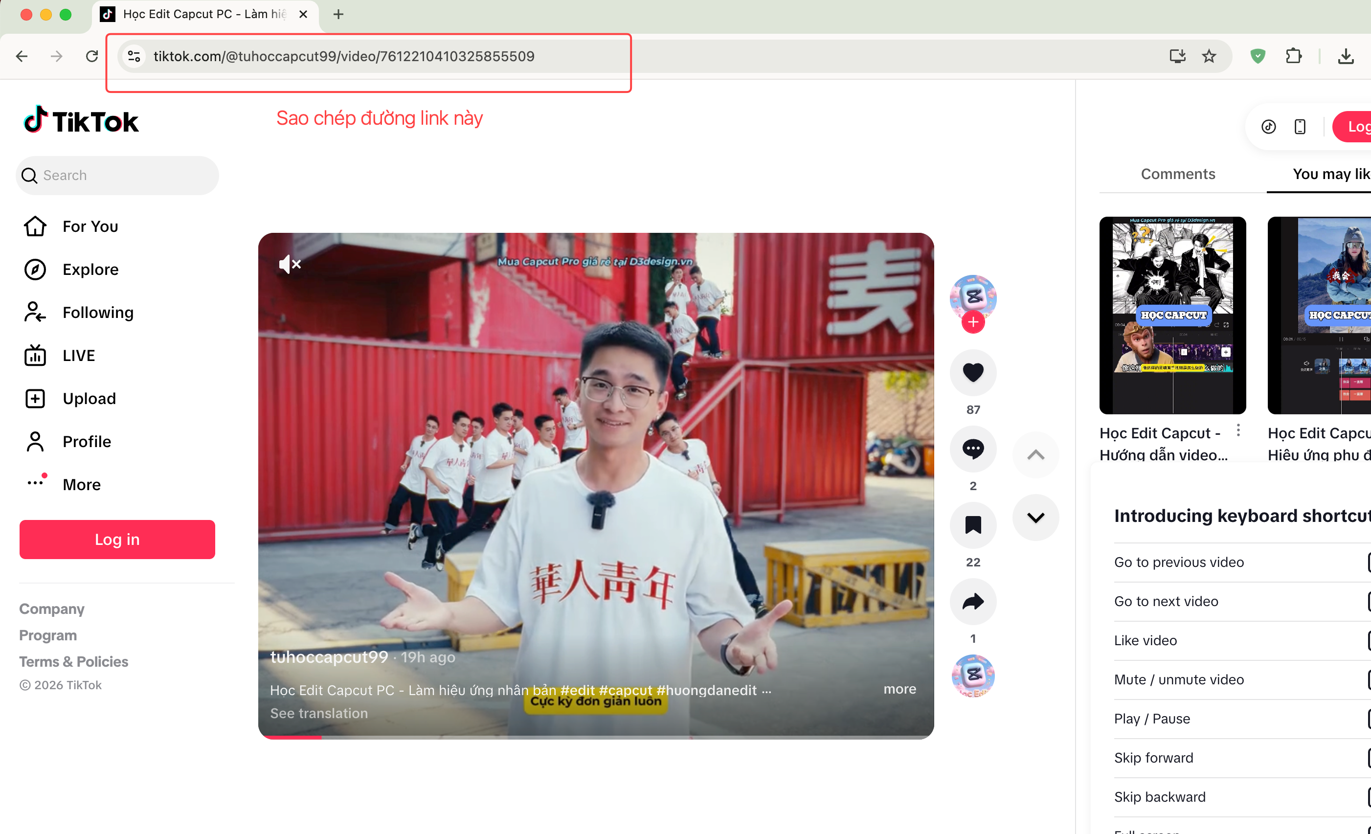 Hướng dẫn lấy link video TikTok trên máy tính