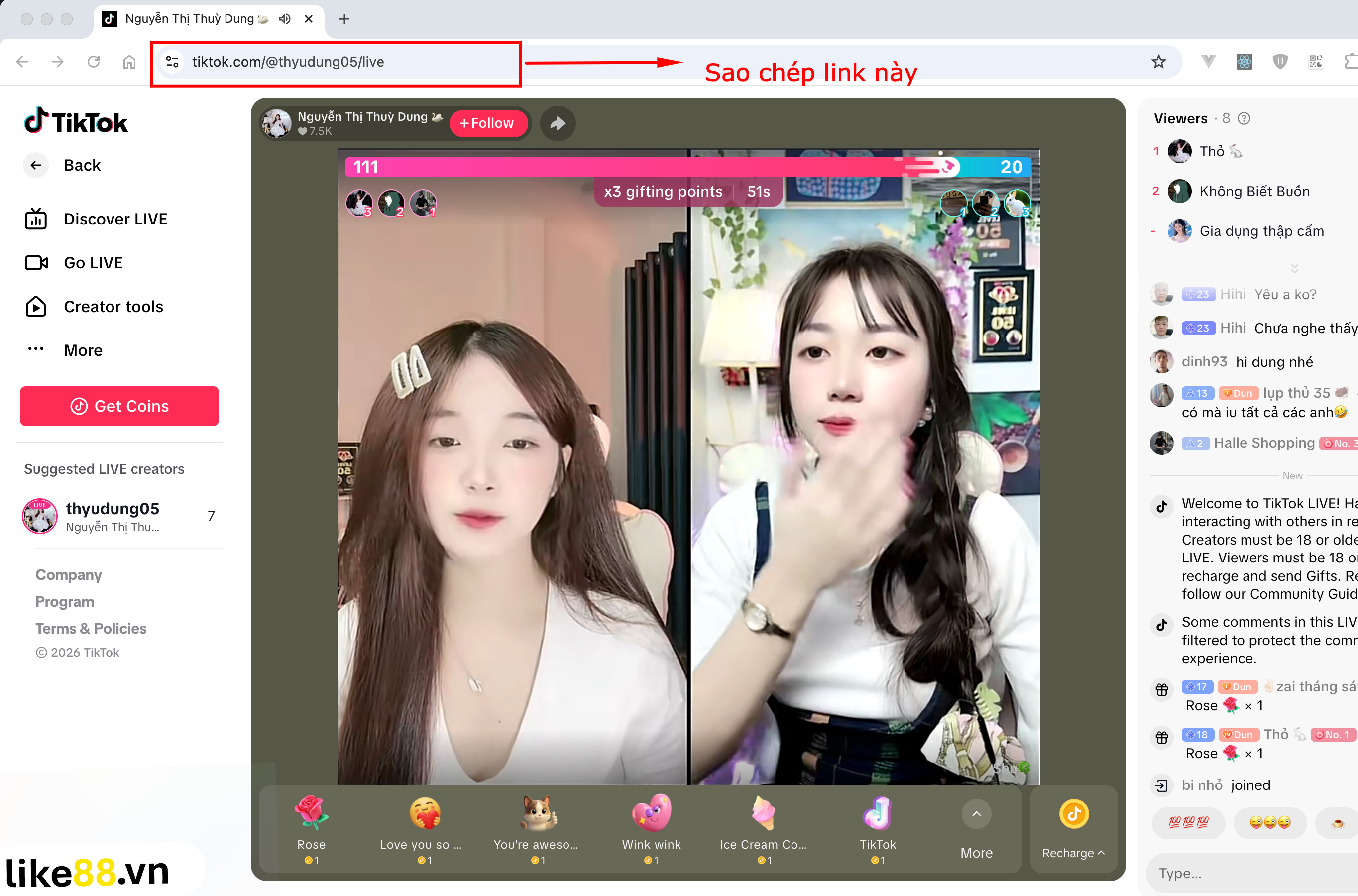 Hướng dẫn lấy link livestream TikTok