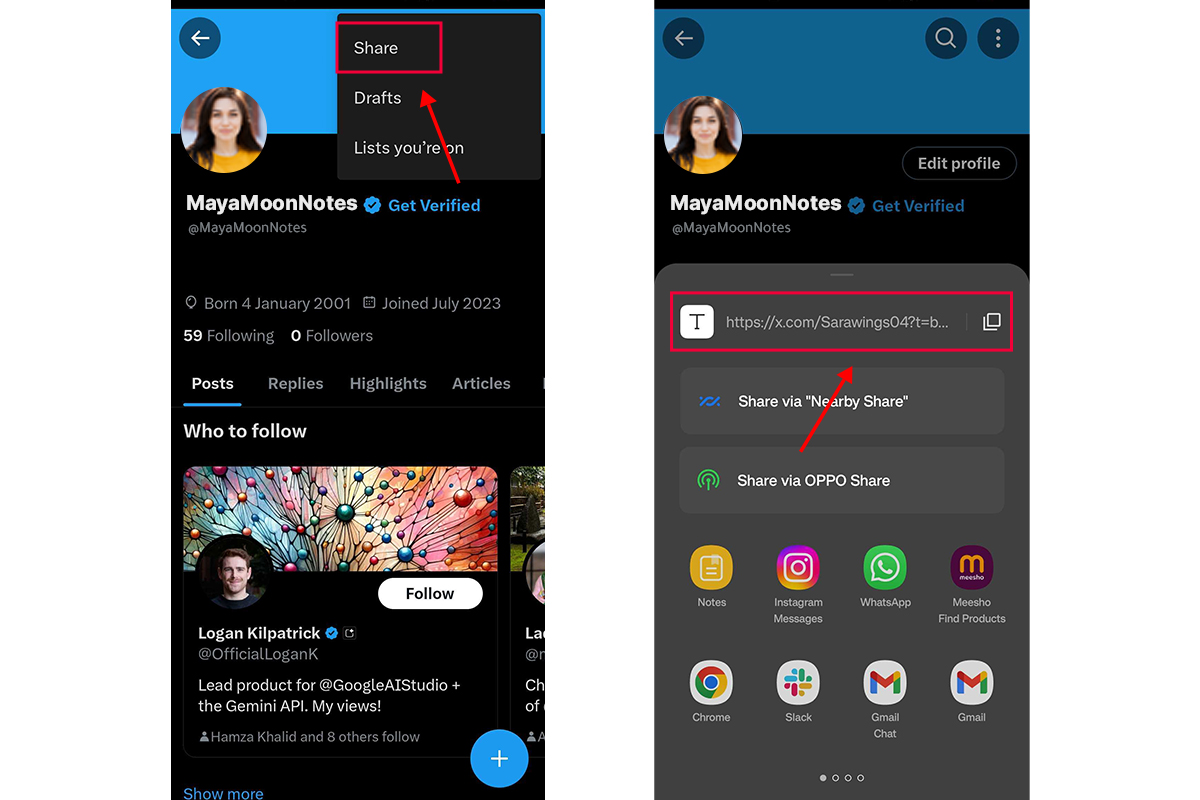 Lấy link X trên điện thoại